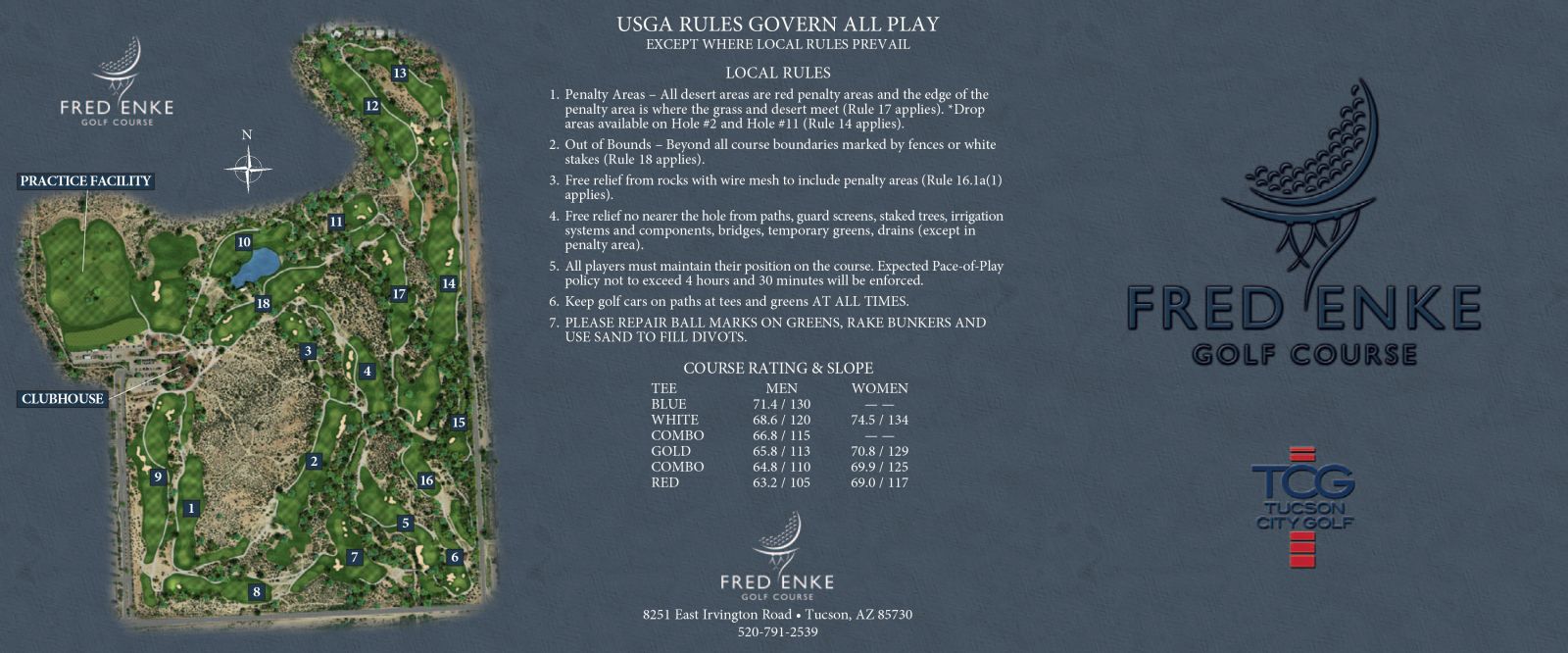 Fred Enke Scorecard Tucson City Golf
